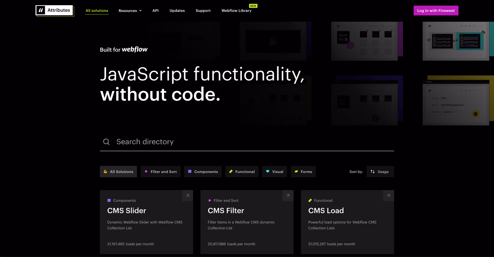 Bibliothèque Javascript Finsweet Attributes