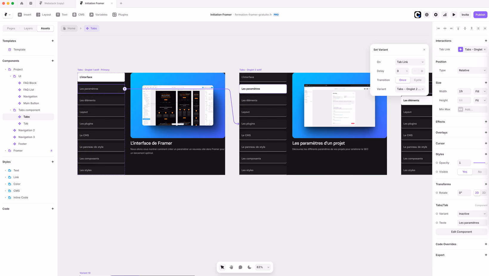 Interface pour créer des animations de Framer