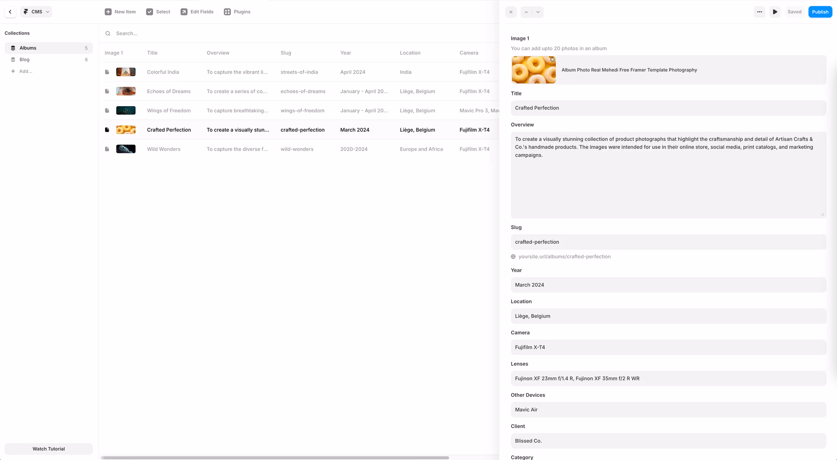 Modification d'un item d'une collection CMS sur Framer