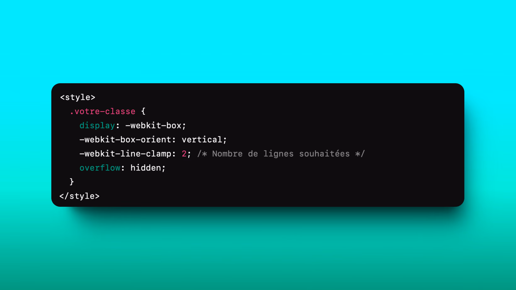 Code CSS pour couper un texte et ajouter 3 petits points