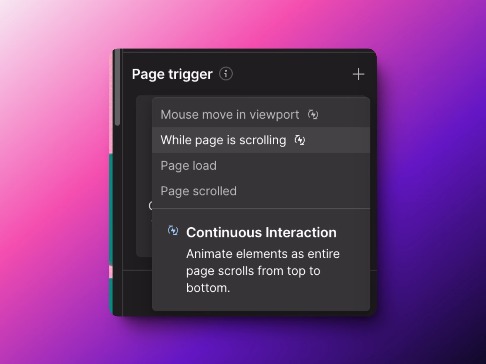 Utilisation du déclencheur d'animation "While page is scrolling" sur Webflow