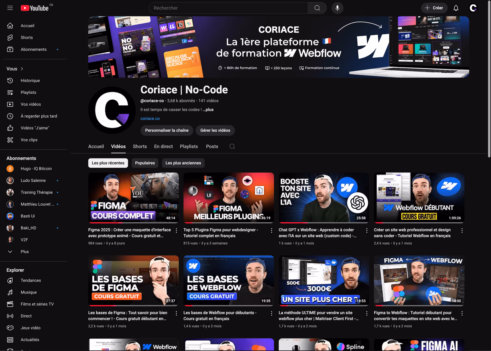 Chaîne Youtube de CORIACE
