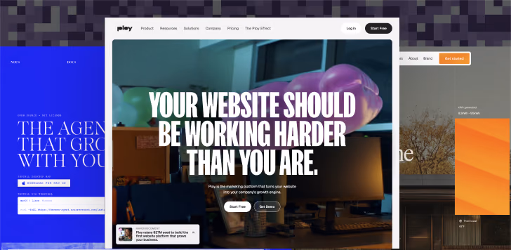 Trois sites web générés, présentés côte à côte