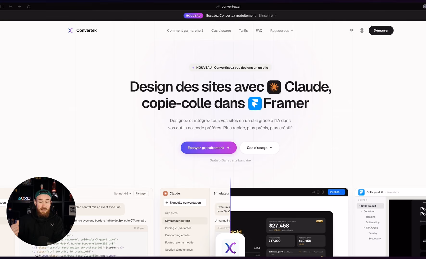 Créer un site dans Claude
