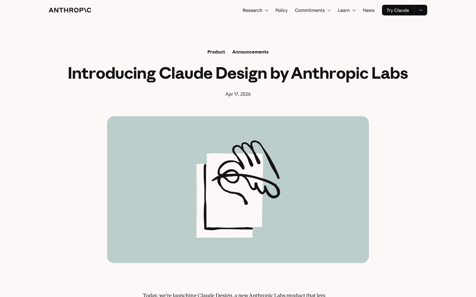 Page de présentation de Claude Design par Anthropic