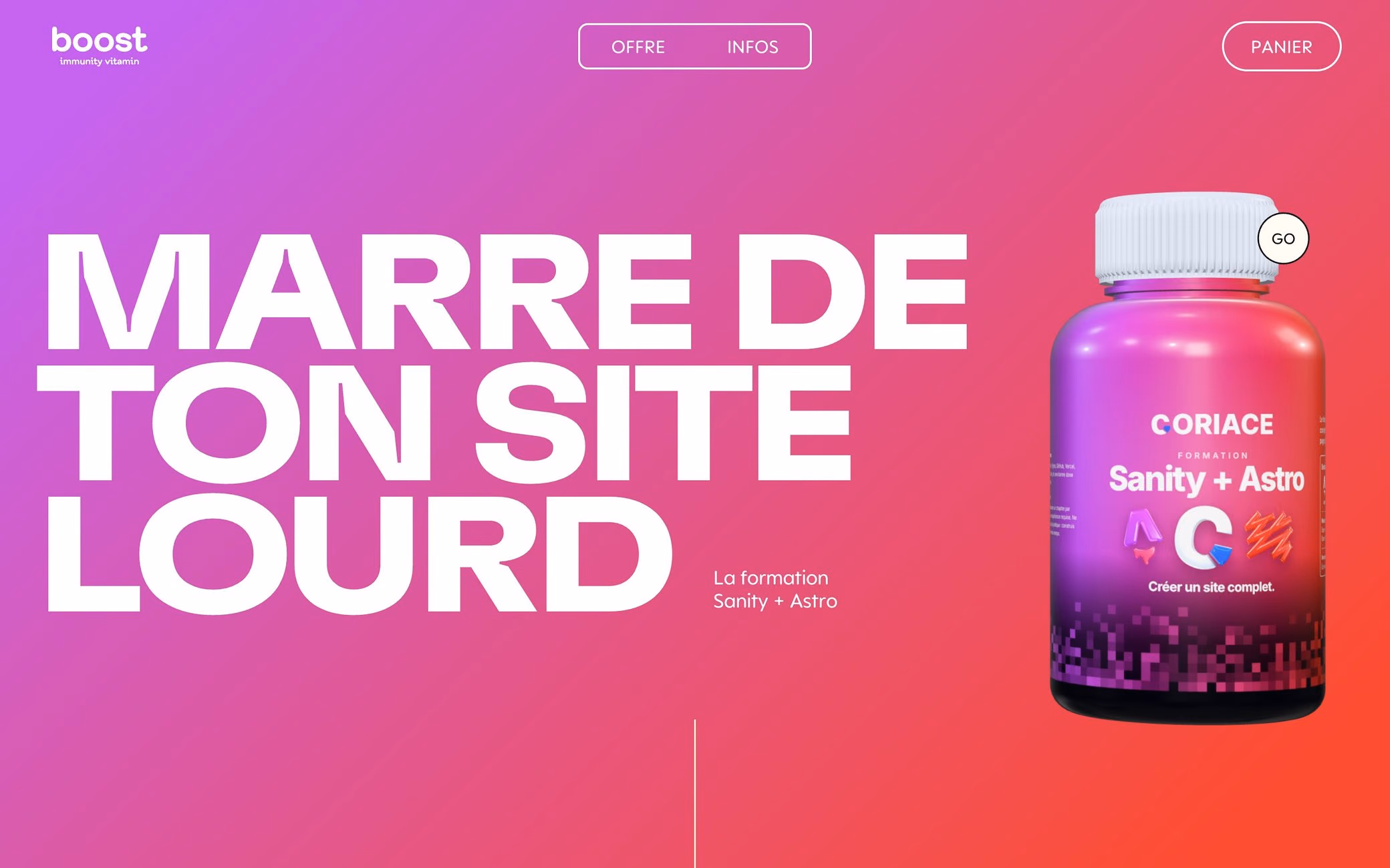 Landing page Boost construite avec Astro et Sanity