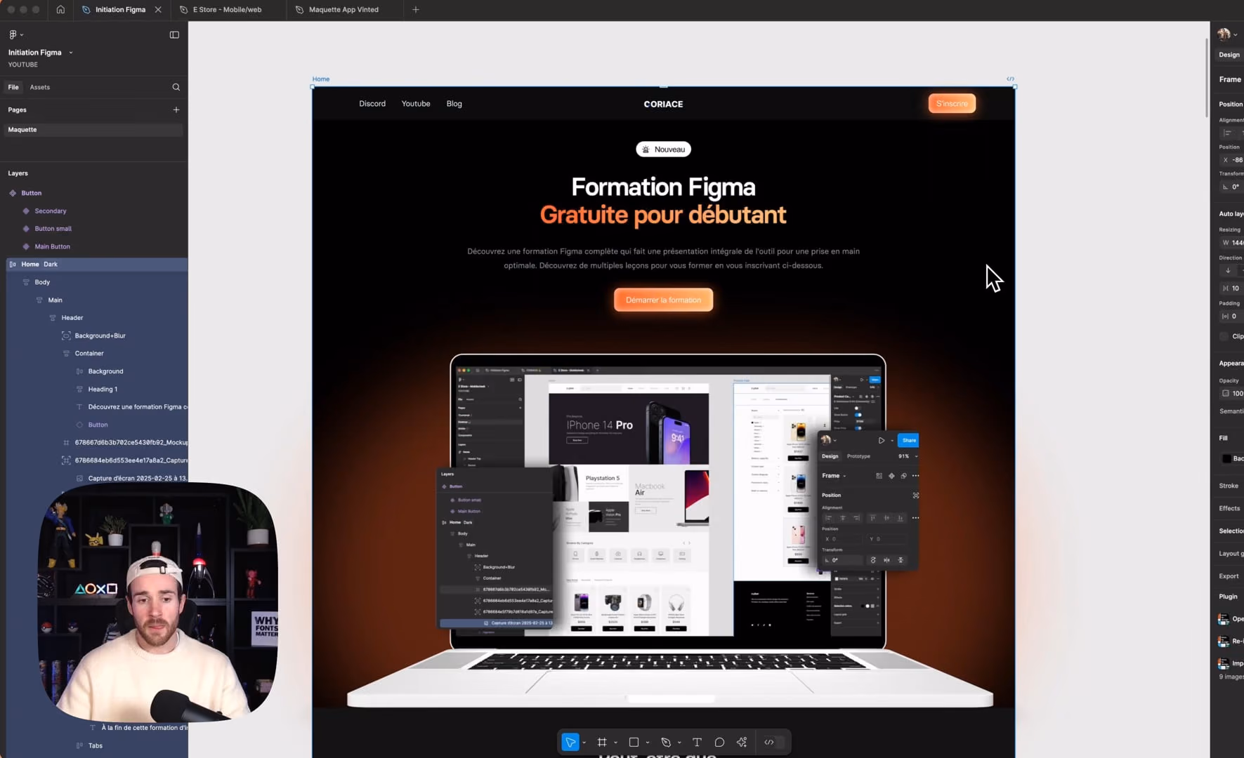 L'interface dans Figma