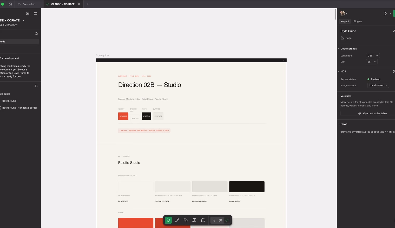 La style guide Direction 02B dans Figma