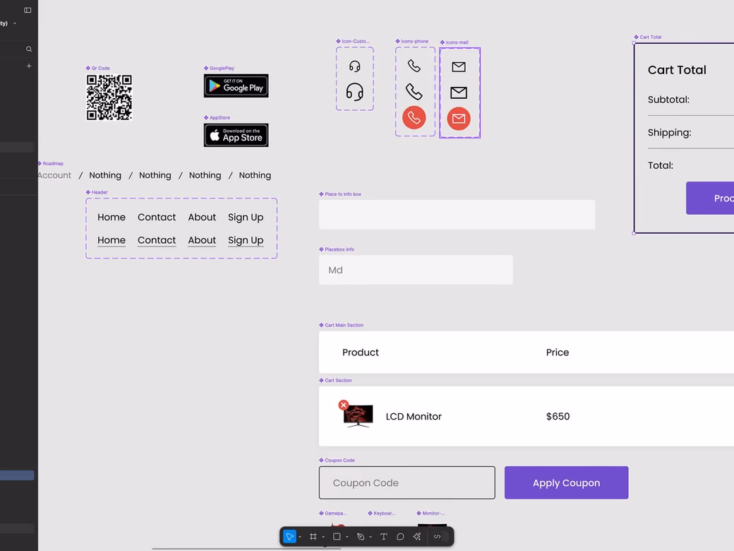 Exemple de design system construit dans Figma