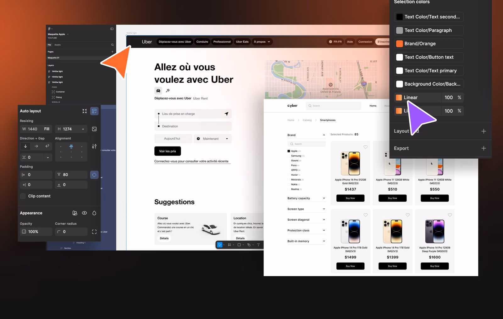 L'interface Figma, premières frames
