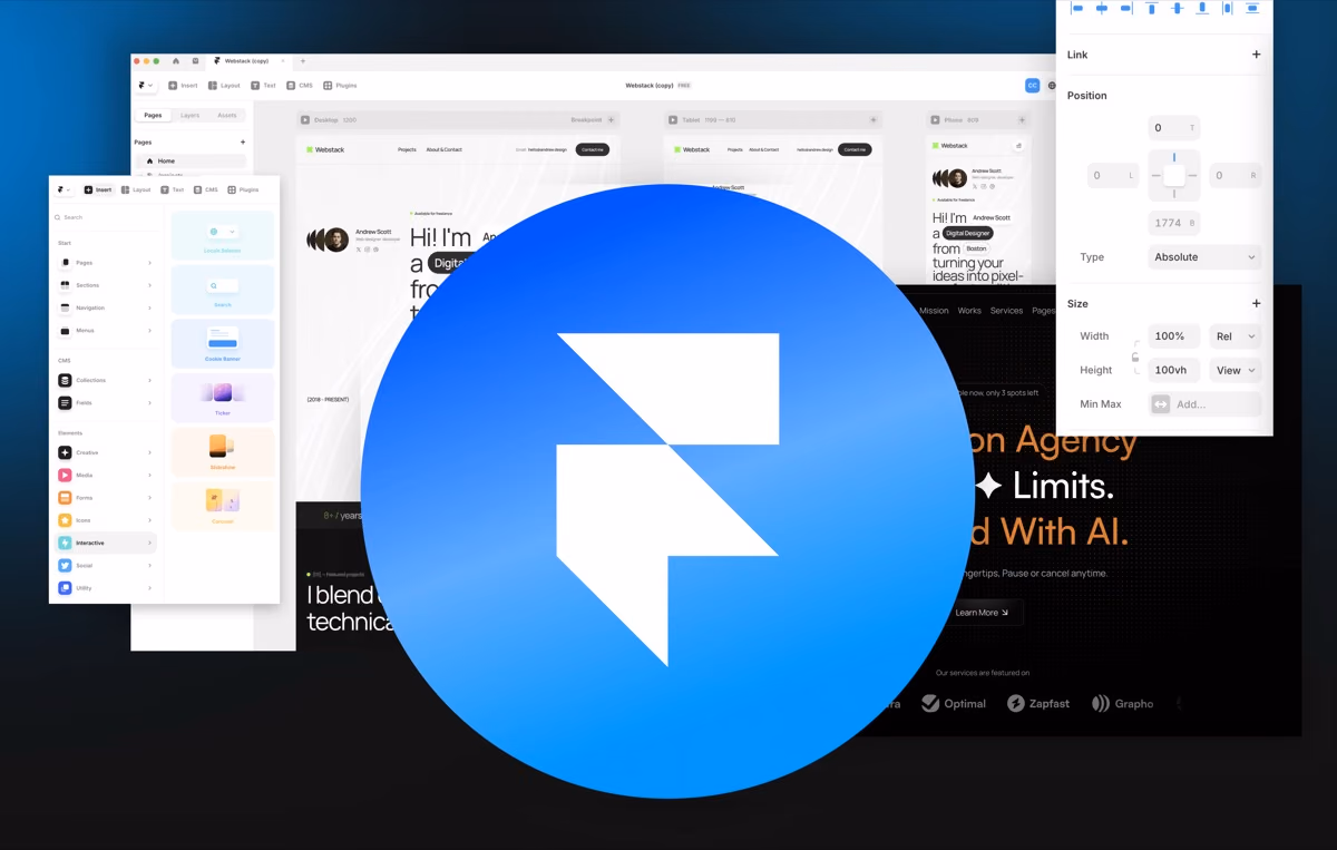 Un portfolio construit dans Framer