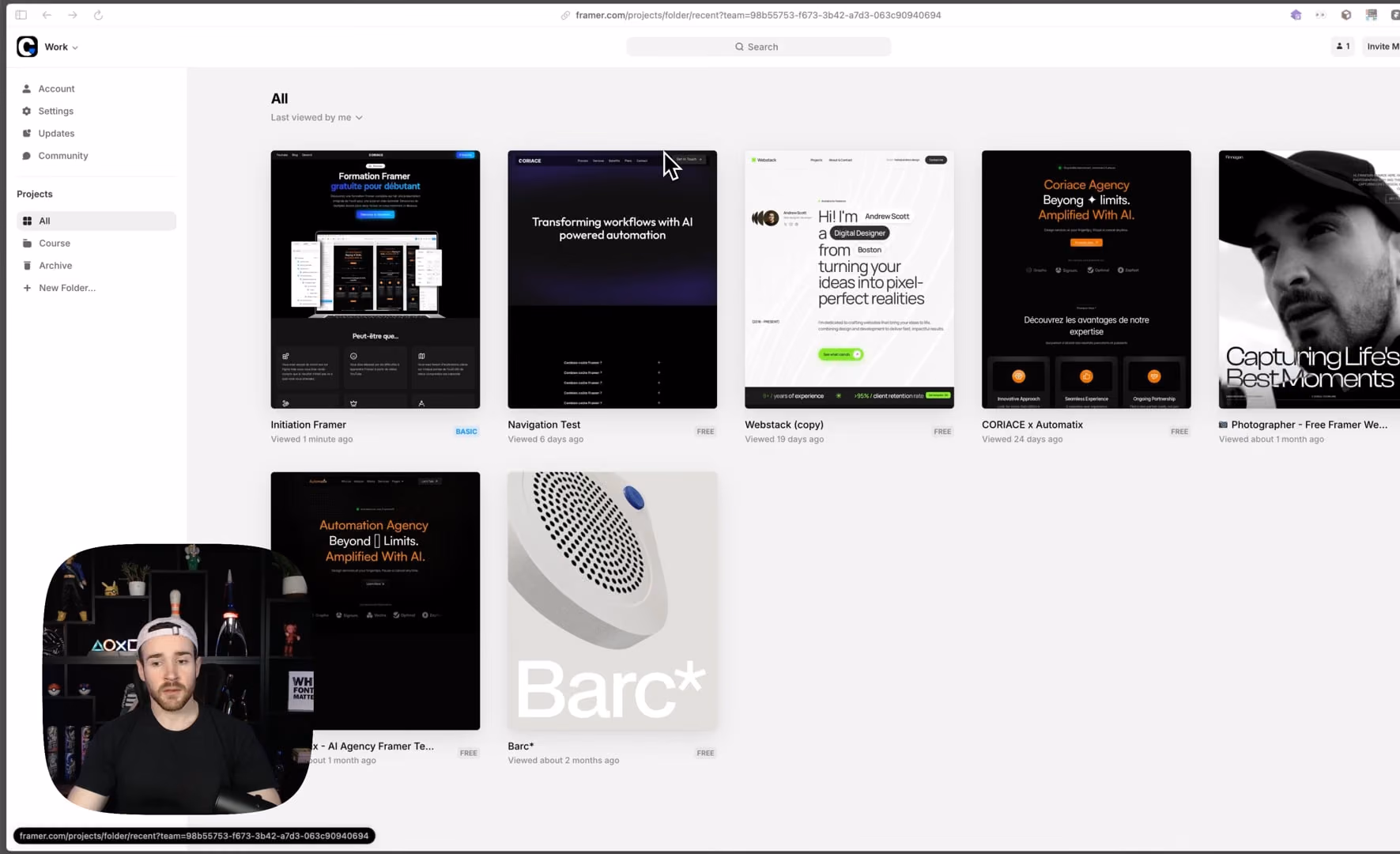 L'interface dans Framer