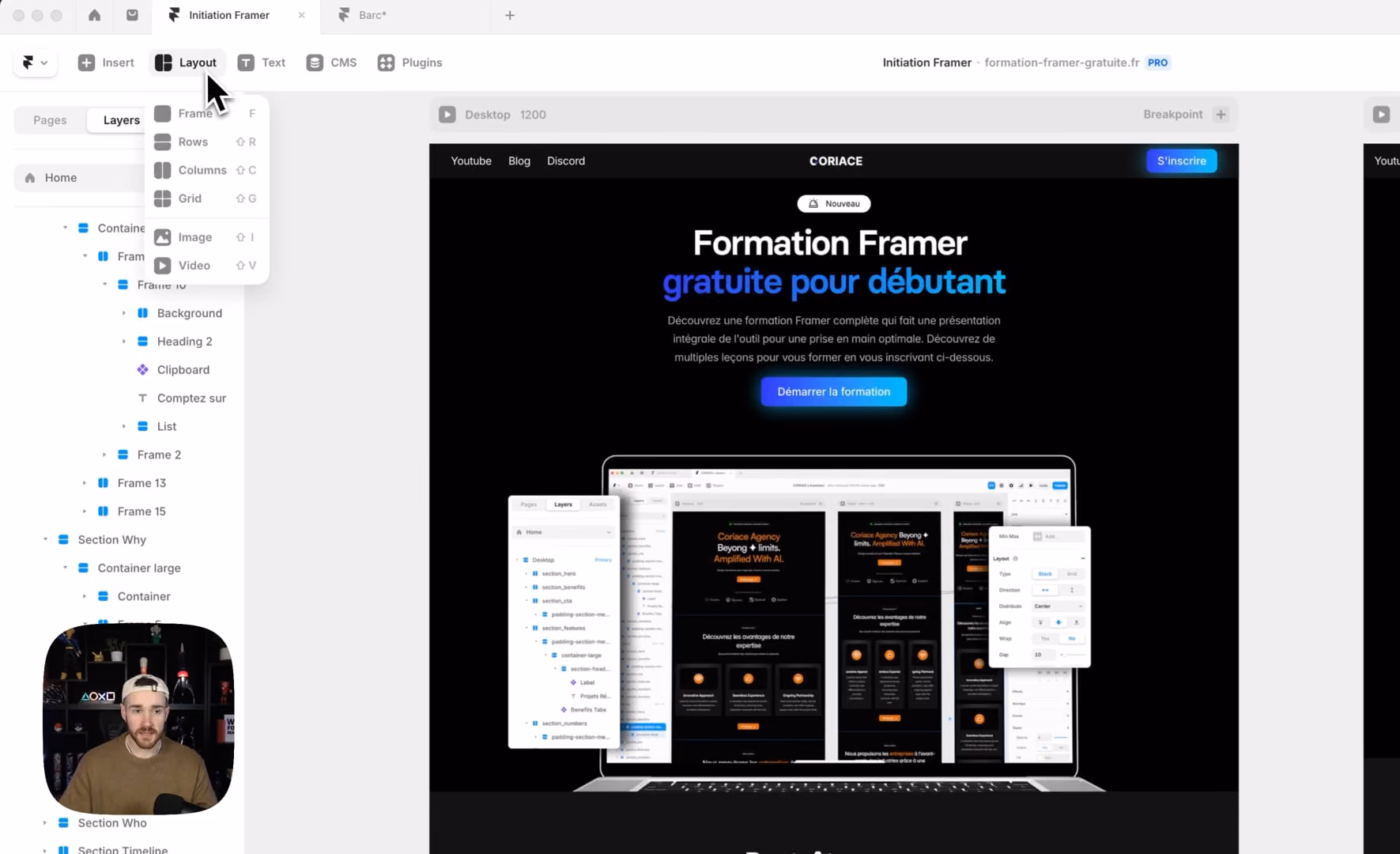 Le layout dans Framer