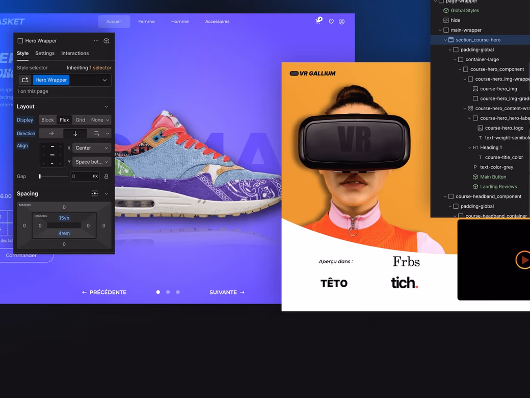 Exemple de boutique en ligne réalisée avec Framer et Shopify