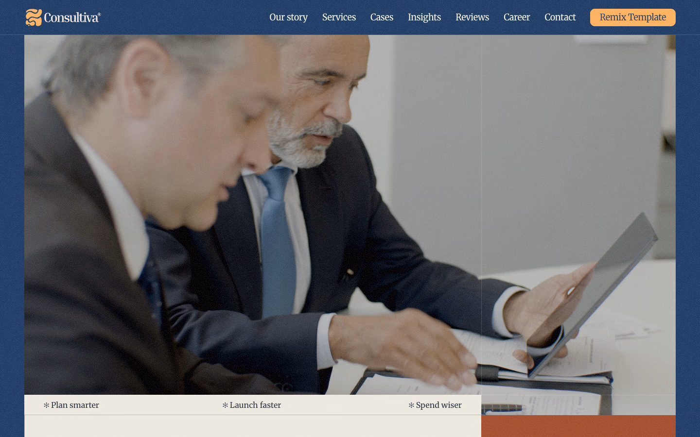 La page d'accueil d'un cabinet de conseil, ouverte dans un navigateur