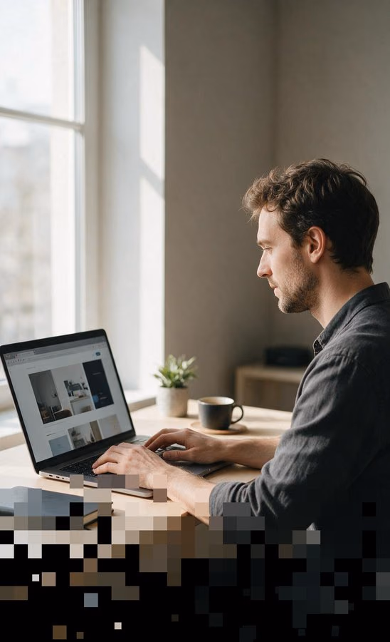 Un entrepreneur met en place les pages de son site