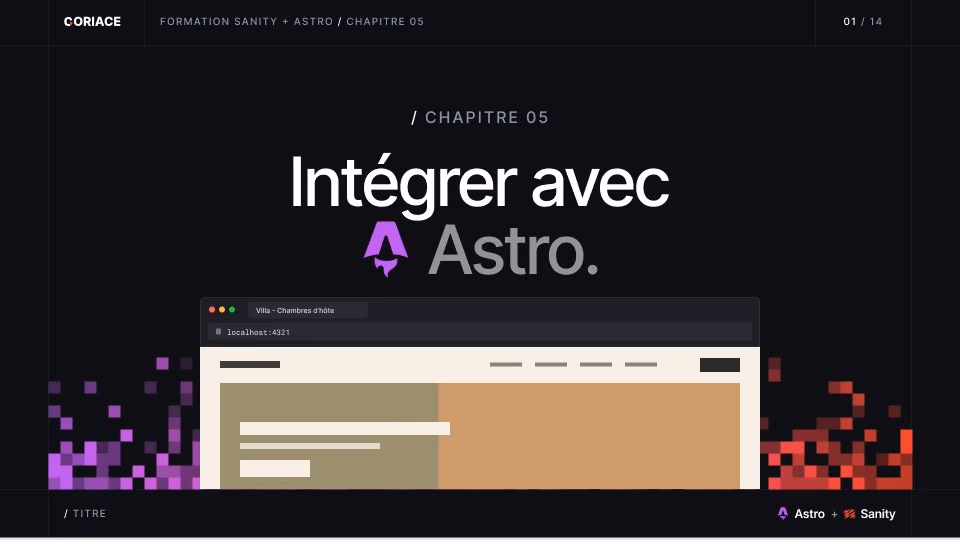Slide titre du chapitre 5 : intégrer avec Astro