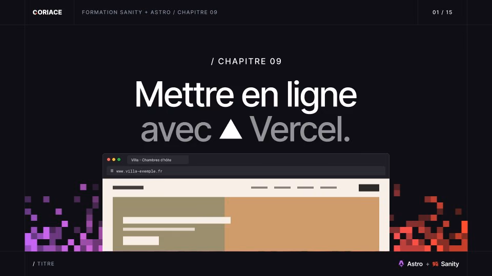 Slide titre du chapitre 9 : mettre en ligne avec Vercel