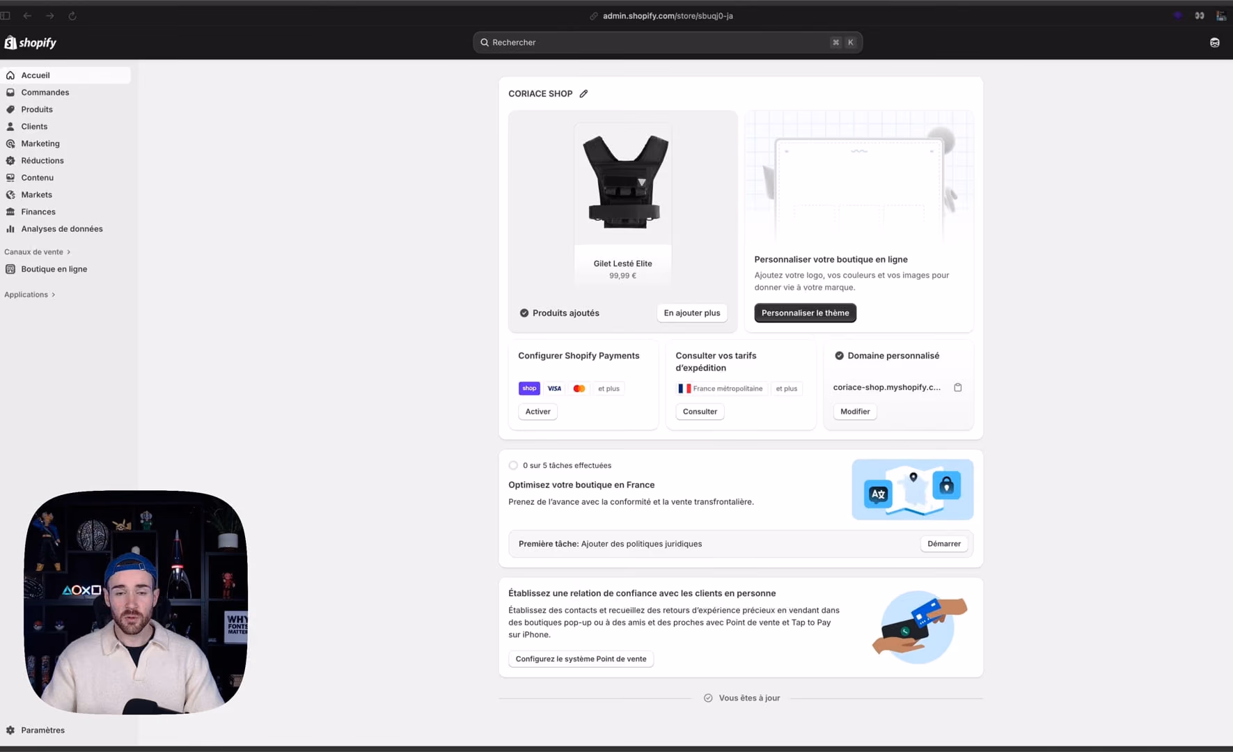 Un chapitre de l'initiation Shopify
