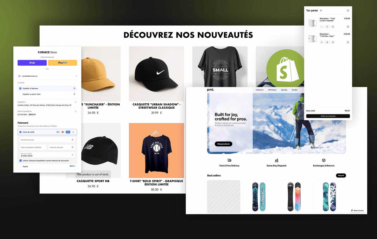 Le pied de page d'une boutique en ligne