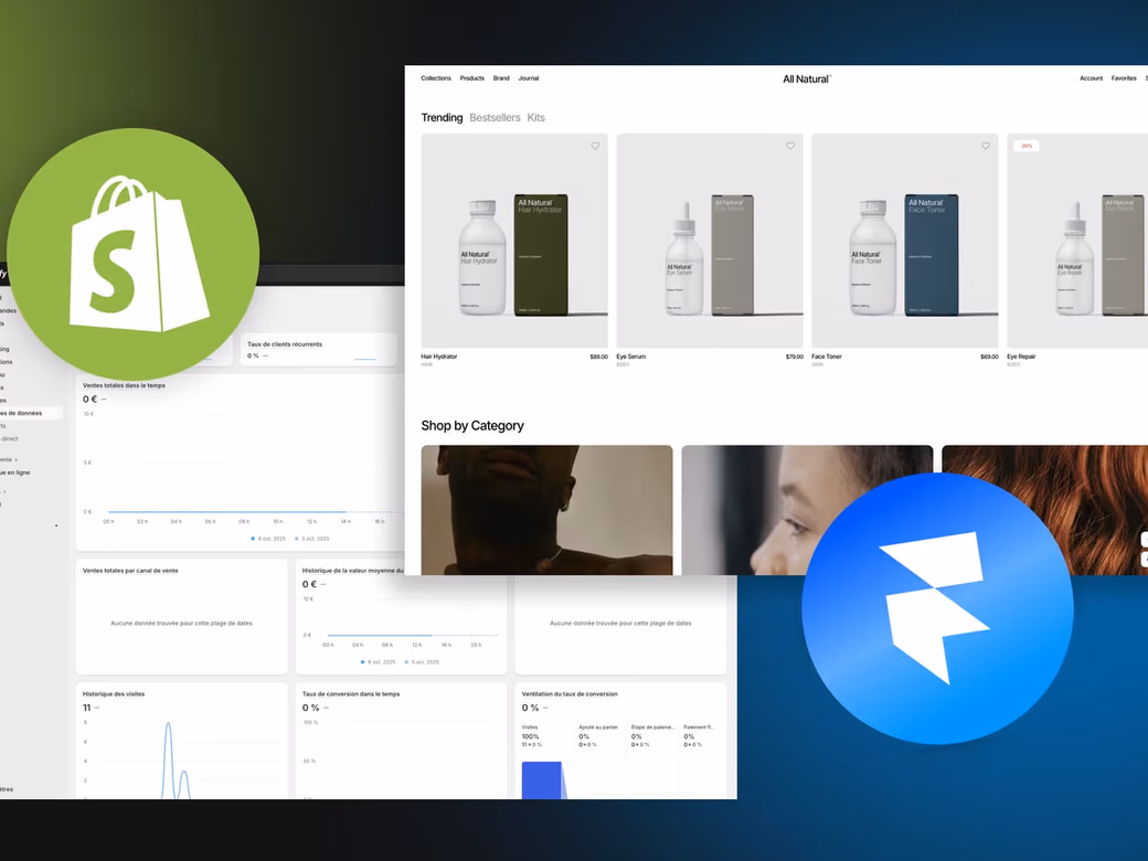 Exemple de boutique réalisée avec Framer et Shopify