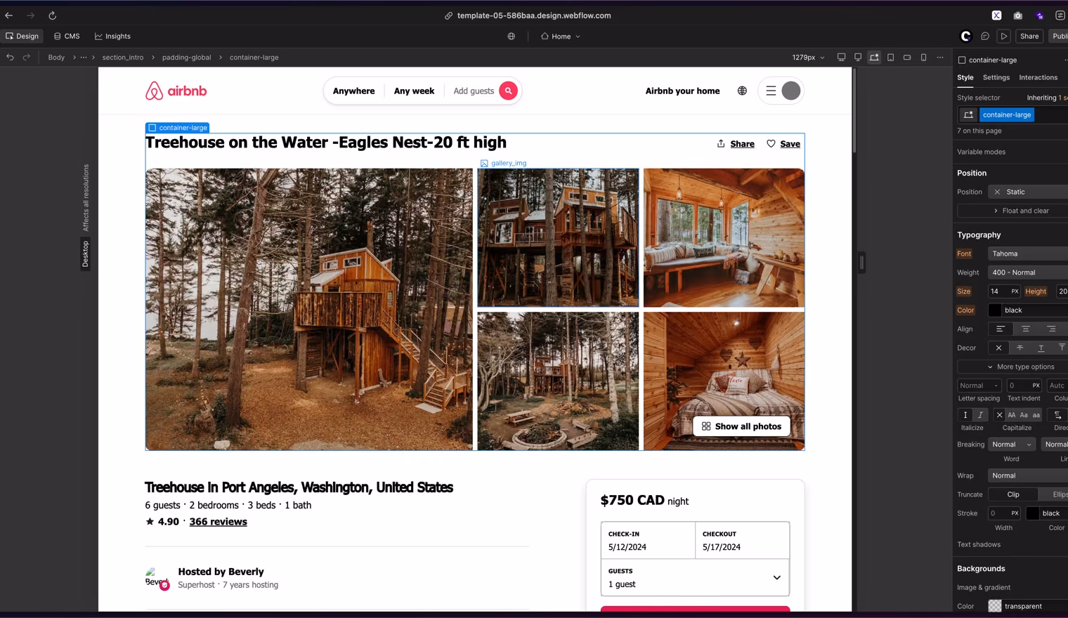 Une page d'accueil e-commerce conçue dans Webflow