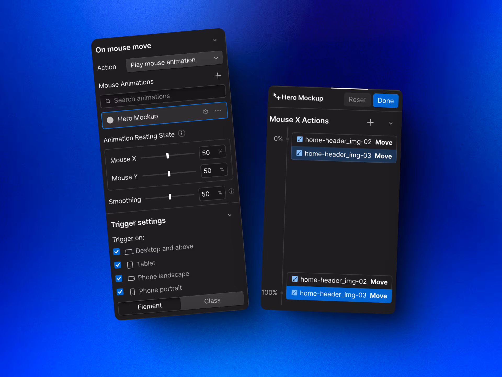 Les animations dans Webflow