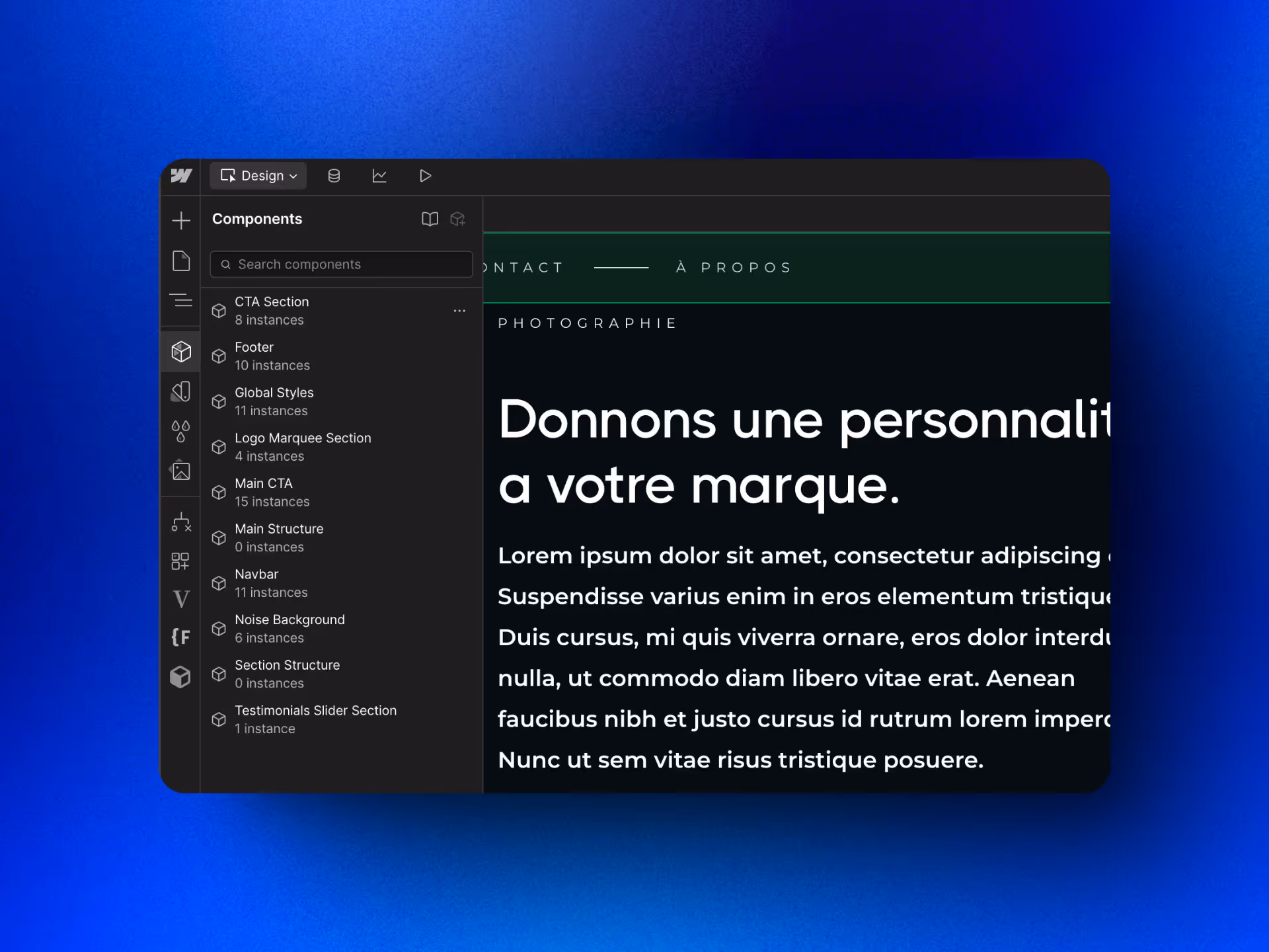 Les composants dans Webflow